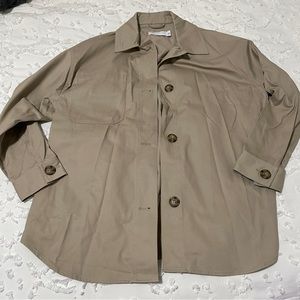 Brown/beige cotton oversized shacket